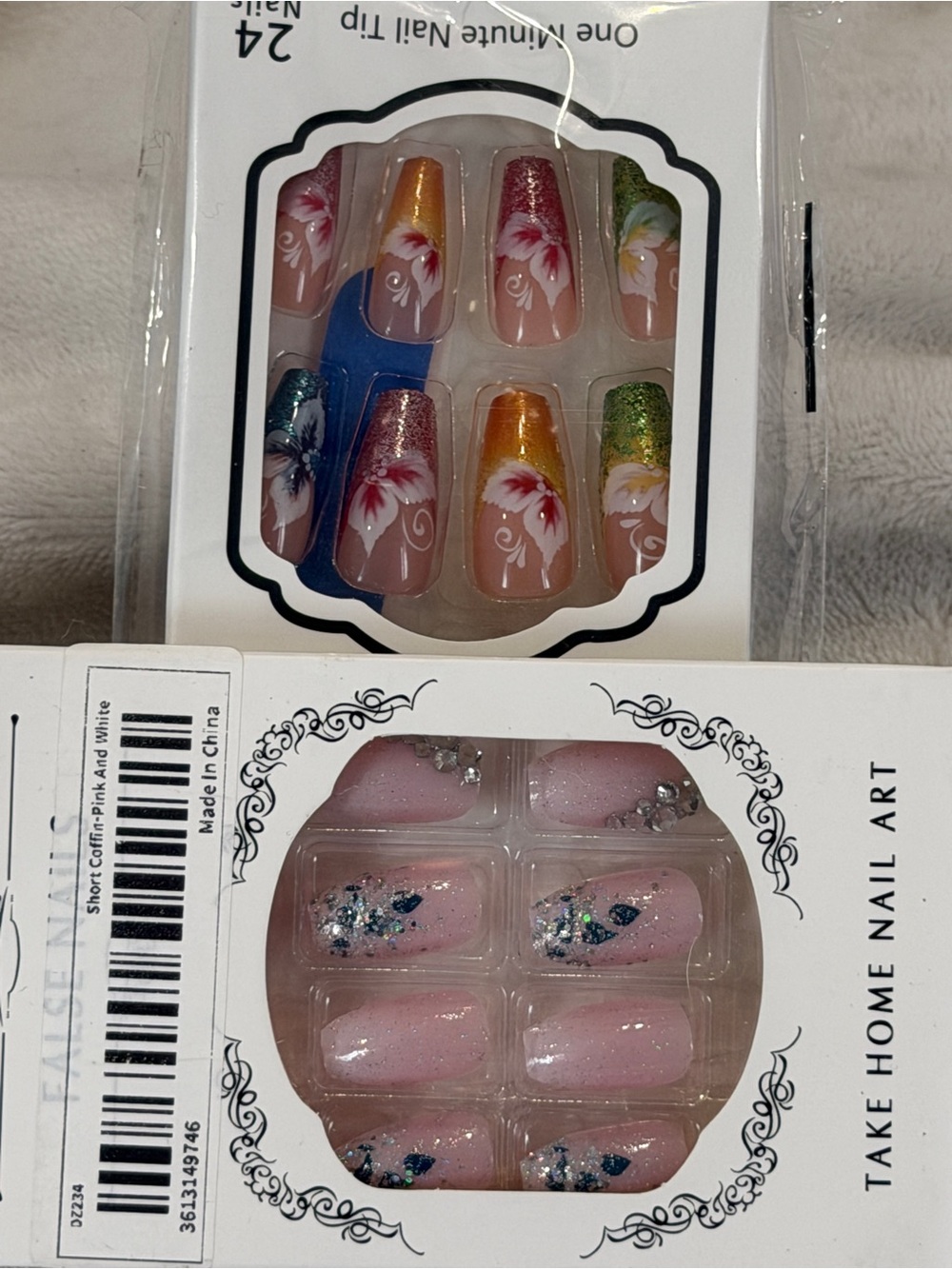 Bundle of 2 Press On Nail Sets | Pink Glitter Glam Reusable Nails